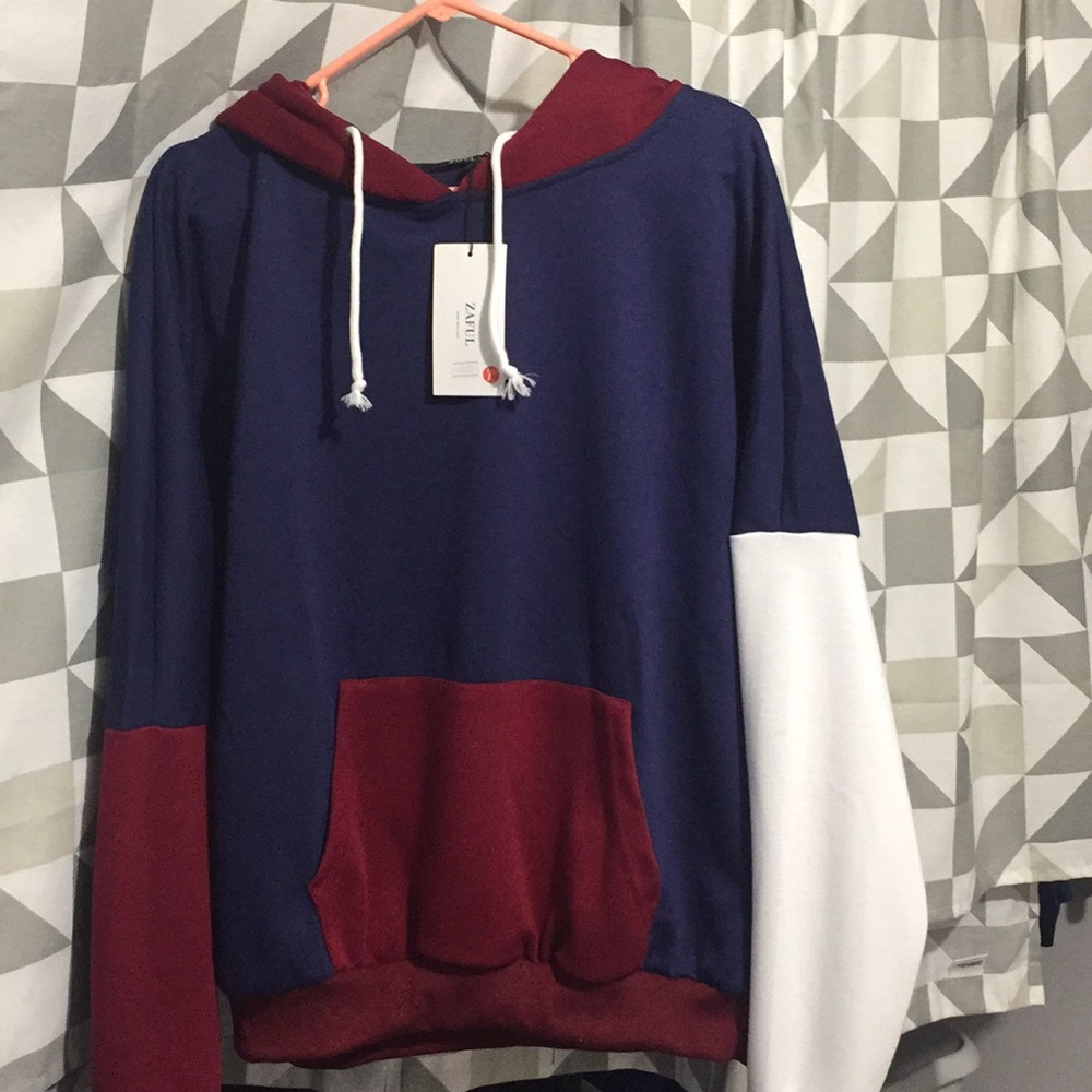 Pouch Pocket Color Block Hoodie Men Clothes